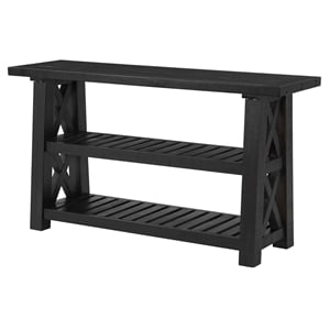 Bowery Hill Mid-Century 55&quot Solid Wood Sofa Table Black Stain