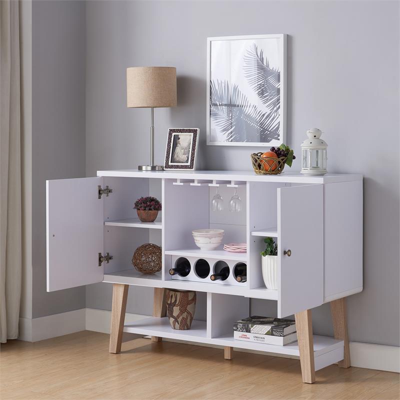 Bowery Hill Modern Wood Four-Bottle Buffet in White