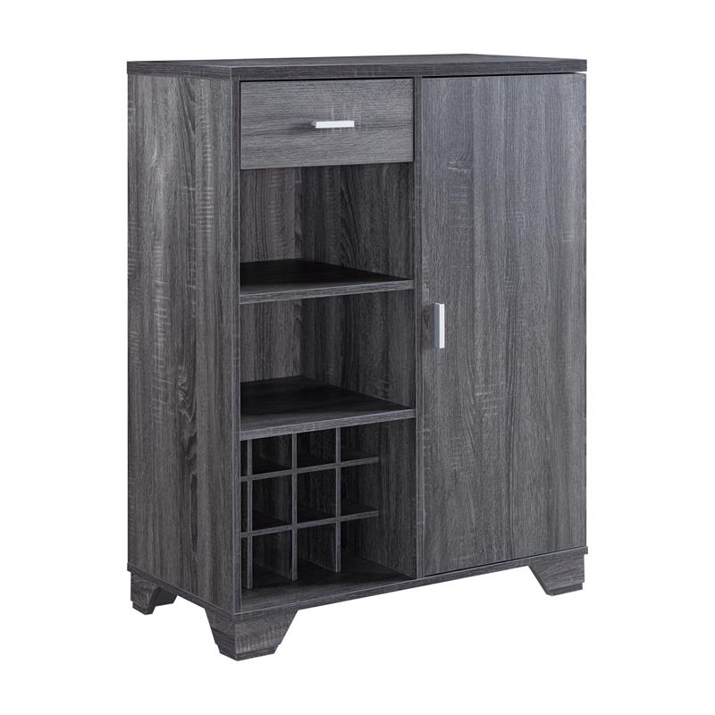 Bowery Hill Modern Wood 12-Bottle Buffet in Dark Gray