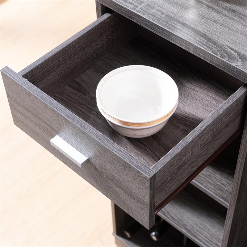 Bowery Hill Modern Wood 12-Bottle Buffet in Dark Gray