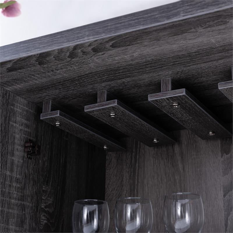 Bowery Hill Modern Wood 12-Bottle Buffet in Dark Gray