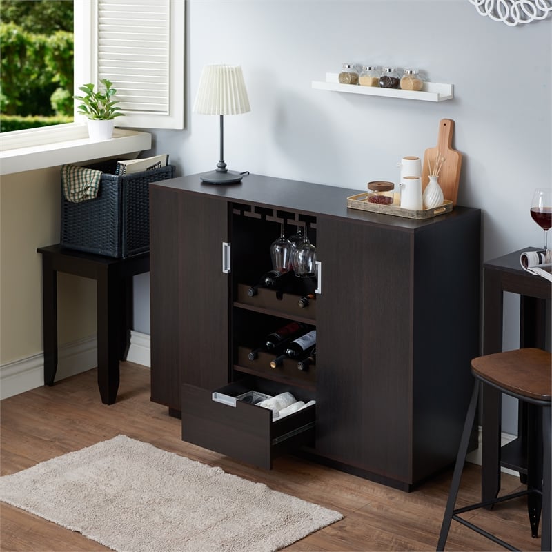 Bowery Hill Contemporary Wood Wine Rack Buffet in Espresso