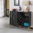 Bowery Hill Contemporary Wood Multi-Storage Buffet in Black/Gold