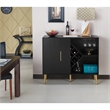 Bowery Hill Contemporary Wood Multi-Storage Buffet in Black/Gold