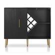 Bowery Hill Contemporary Wood Multi-Storage Buffet in Black/Gold