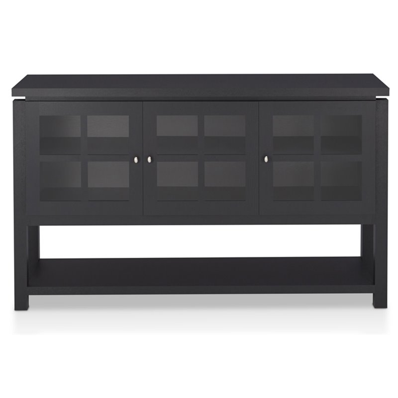 Bowery Hill Contemporary Wood Multi-Storage Buffet in Black