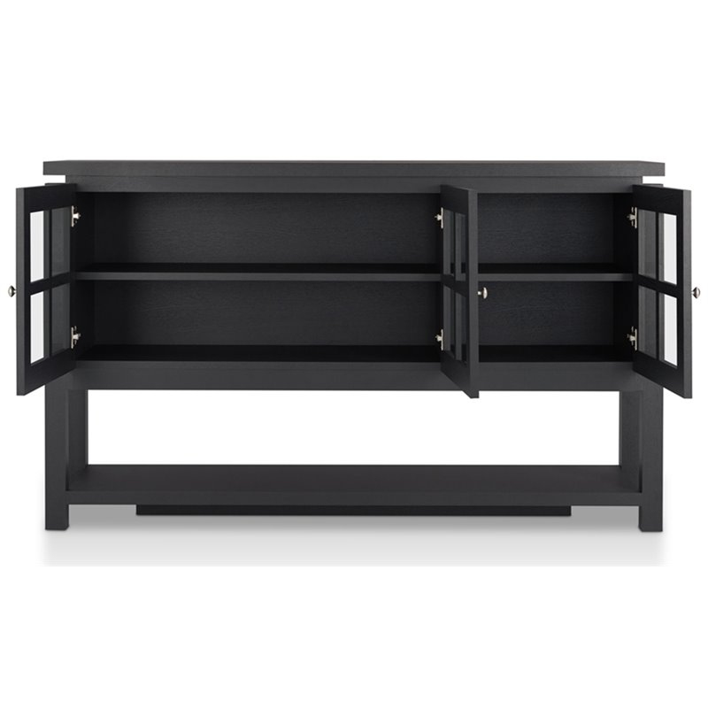 Bowery Hill Contemporary Wood Multi-Storage Buffet in Black