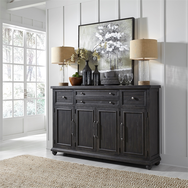 Bowery Hill Traditional Vintage Hall Buffet in Antique Pewter
