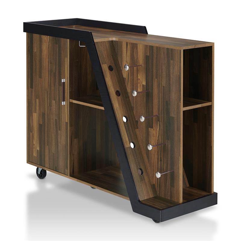 Bowery Hill Contemporary Wood 5-Bottle Buffet in Light Hickory