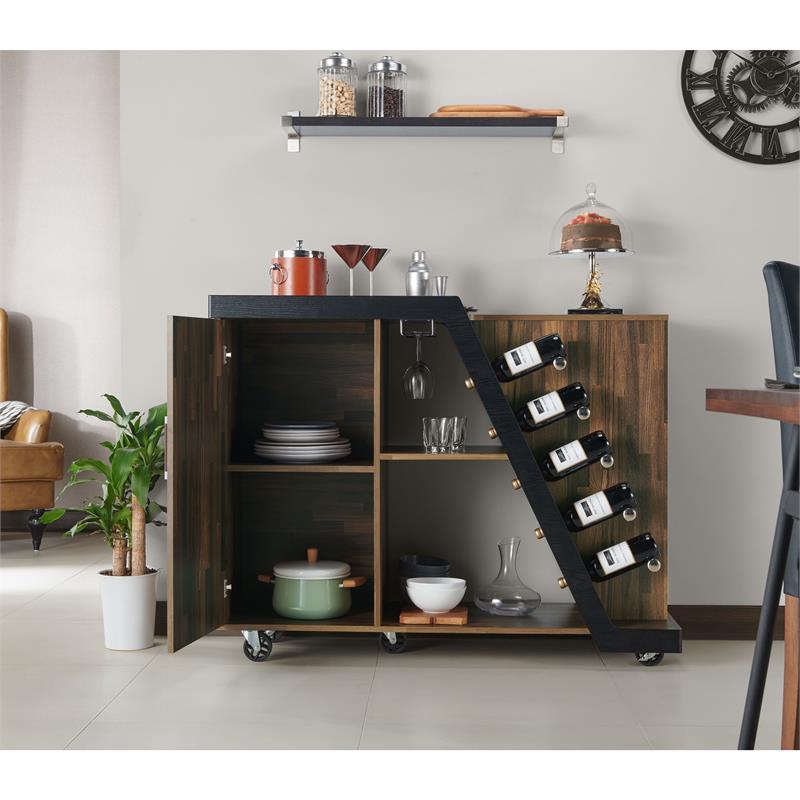 Bowery Hill Contemporary Wood 5-Bottle Buffet in Light Hickory