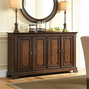 Bowery Hill Mid-Century Four Door Buffet with Light Distressing