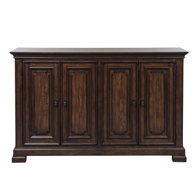 Bowery Hill Mid-Century Four Door Buffet with Light Distressing