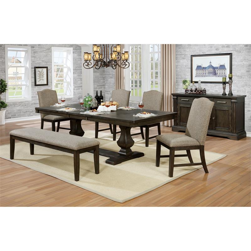 Bowery Hill Transitional Solid Wood 3-Drawer Buffet in Espresso