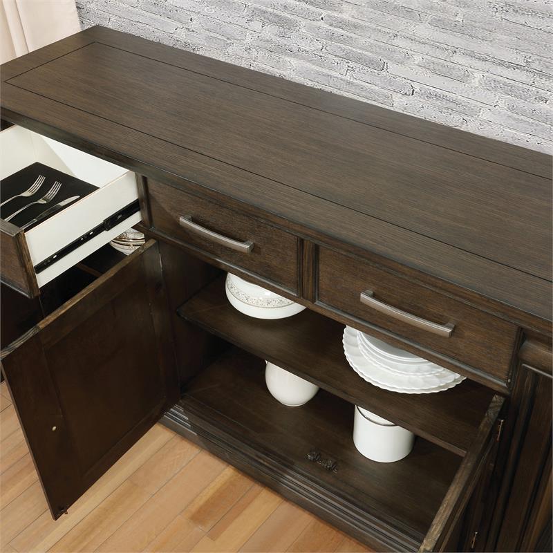 Bowery Hill Transitional Solid Wood 3-Drawer Buffet in Espresso