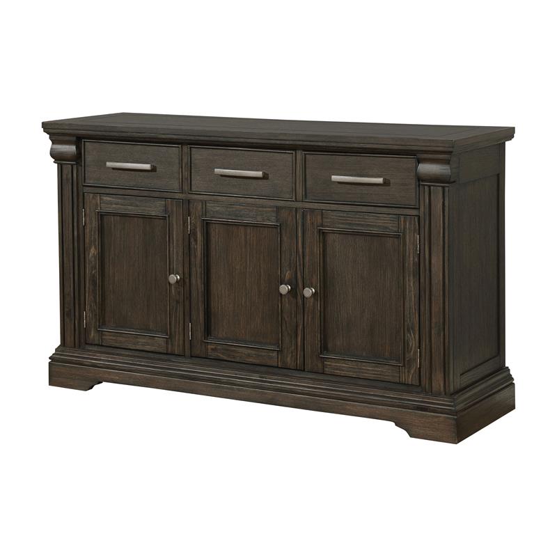 Bowery Hill Transitional Solid Wood 3-Drawer Buffet in Espresso