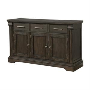 Bowery Hill Transitional Solid Wood 3-Drawer Buffet in Espresso