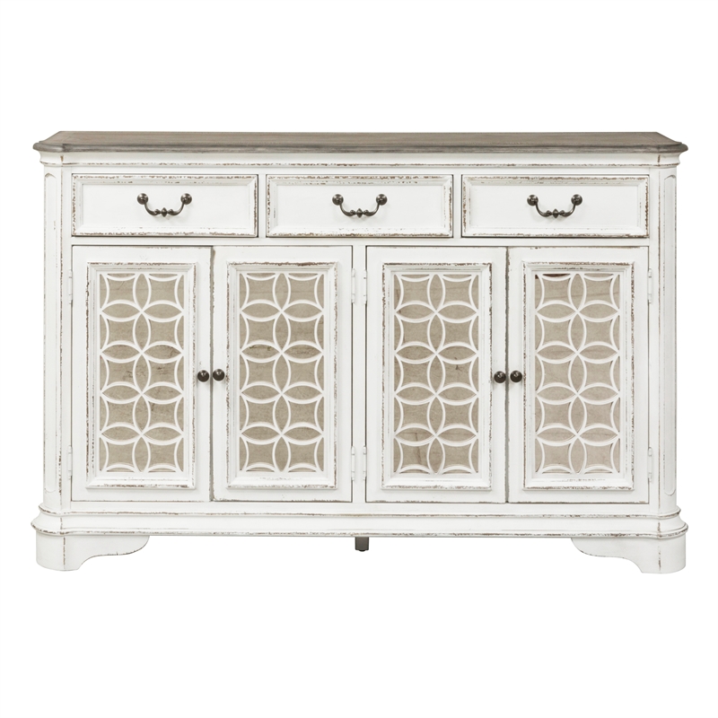 Bowery Hill Wood Antique White Buffet Rectangular Unassembled
