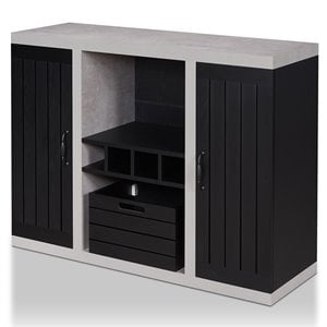 Bowery Hill Industrial Wood Wine Rack Buffet in Black and Cement