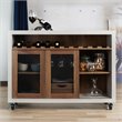 Bowery Hill Industrial Wood Wine Rack Buffet in Distressed Walnut