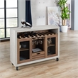 Bowery Hill Industrial Wood Wine Rack Buffet in Distressed Walnut
