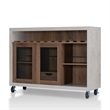 Bowery Hill Industrial Wood Wine Rack Buffet in Distressed Walnut