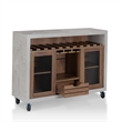 Bowery Hill Industrial Wood Wine Rack Buffet in Distressed Walnut