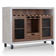 Bowery Hill Industrial Wood Wine Rack Buffet in Distressed Walnut