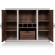 Bowery Hill Industrial Wood Wine Rack Buffet in Distressed Walnut