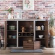 Bowery Hill Industrial Wood Wine Rack Buffet in Distressed Walnut