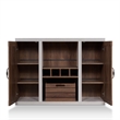Bowery Hill Industrial Wood Wine Rack Buffet in Distressed Walnut