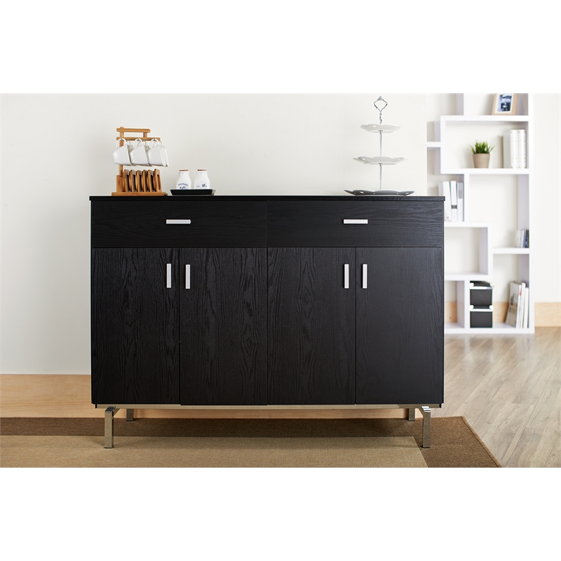 Bowery Hill Wood Veneer Black Buffet Server Rectangular 47.3