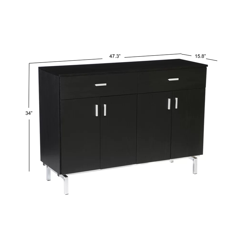 Bowery Hill Wood Veneer Black Buffet Server Rectangular 47.3