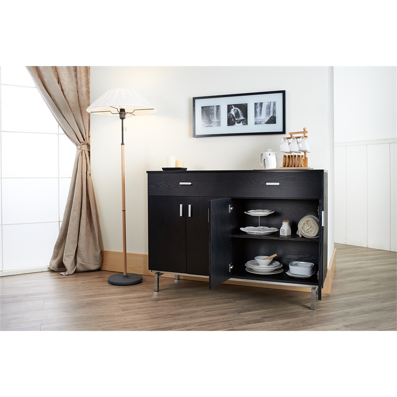 Bowery Hill Wood Veneer Black Buffet Server Rectangular 47.3