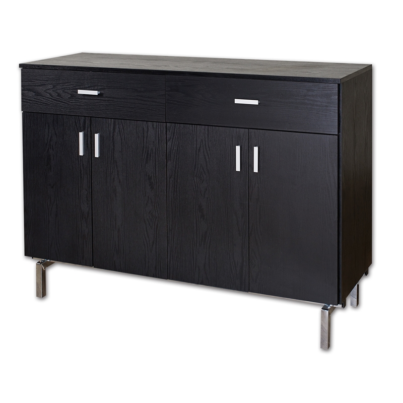 Bowery Hill Wood Veneer Black Buffet Server Rectangular 47.3