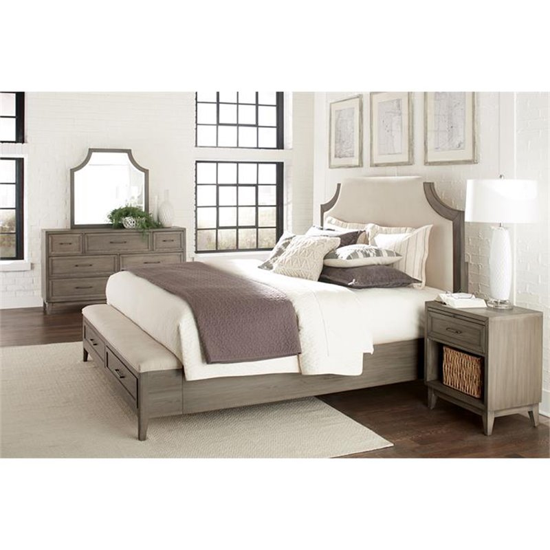 Bowery Hill Contemporary Arch Mirror in Gray Wash