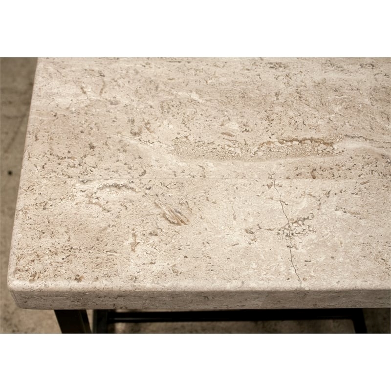 Bowery Hill End Table Coffee Accent Table Rectangle in Metal - Stone