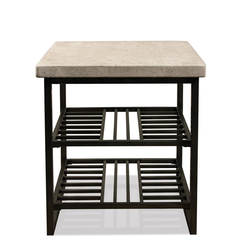 Bowery Hill End Table Coffee Accent Table Rectangle in Metal - Stone