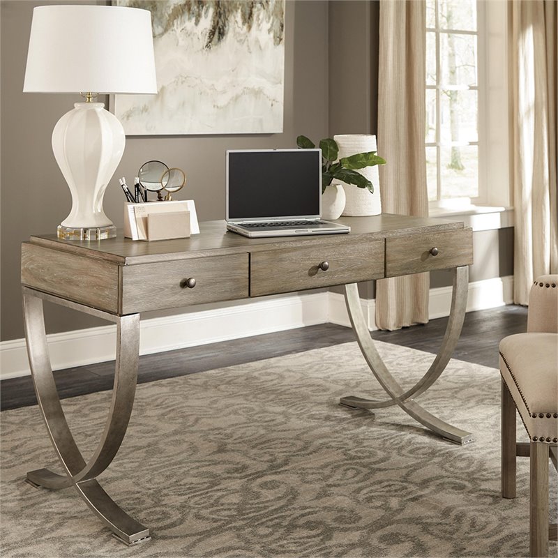 Bowery Hill Contemporary Computer Desk in Natural and Black
