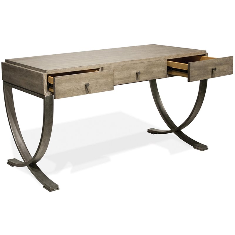 Bowery Hill Contemporary Computer Desk in Natural and Black