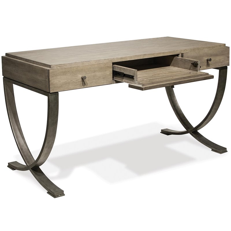 Bowery Hill Contemporary Computer Desk in Natural and Black