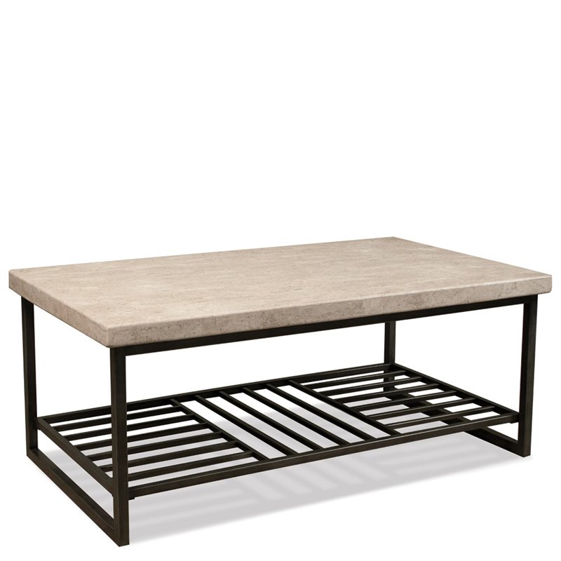 Bowery Hill Contemporary Coffee Table in Alabaster Travertine