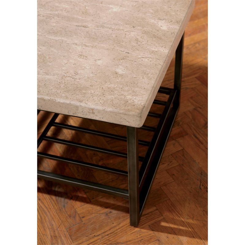 Bowery Hill Contemporary Coffee Table in Alabaster Travertine