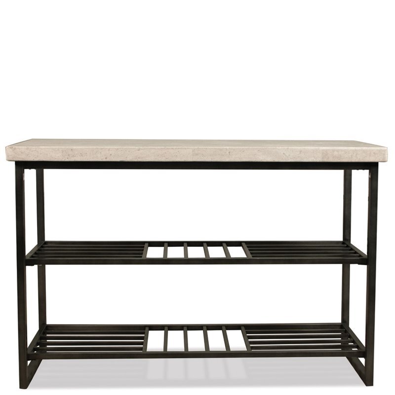 Bowery Hill Contemporary Console Table in Alabaster Travertine