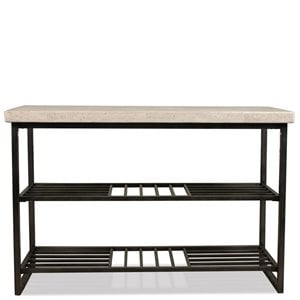 Bowery Hill Contemporary Console Table in Alabaster Travertine