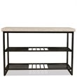 Bowery Hill Contemporary Console Table in Alabaster Travertine