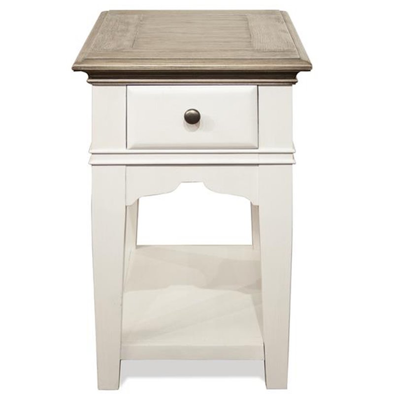 Bowery Hill 1 Drawer Coastal Wood End Table with Bottom Shelf in White