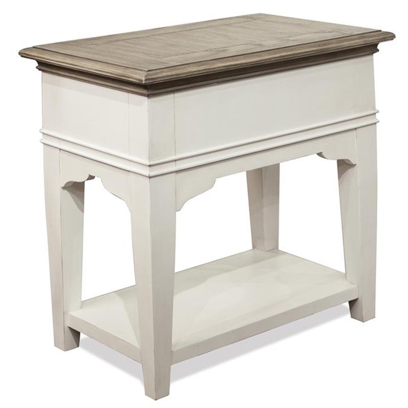 Bowery Hill 1 Drawer Coastal Wood End Table with Bottom Shelf in White