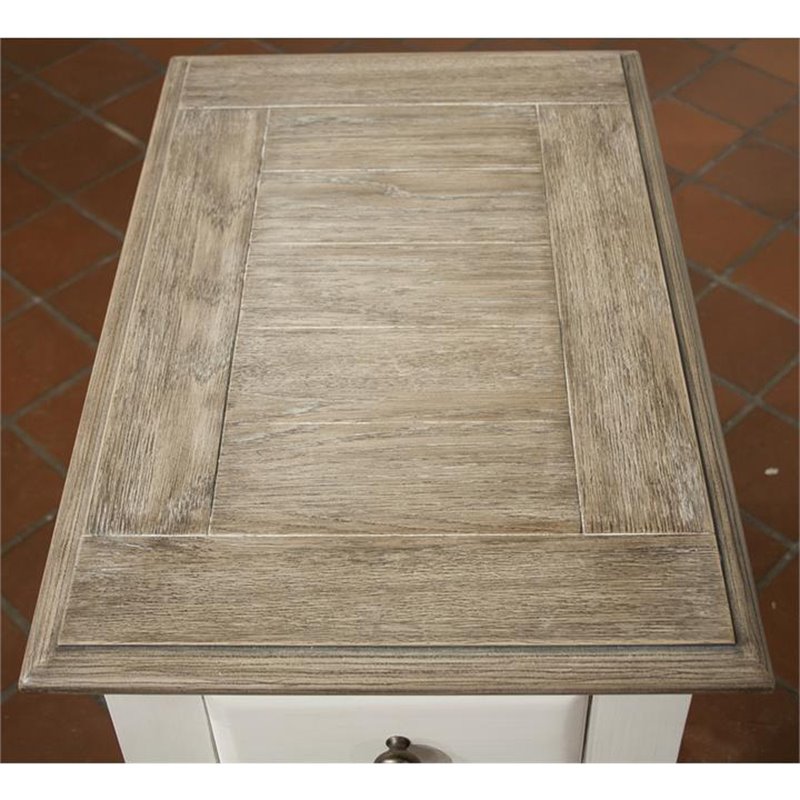 Bowery Hill 1 Drawer Coastal Wood End Table with Bottom Shelf in White