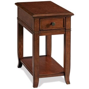 Bowery Hill Poplar Solid Wood Burnished Cherry End Table Rectangular Fixed Shelf 24&quotH Unassembled