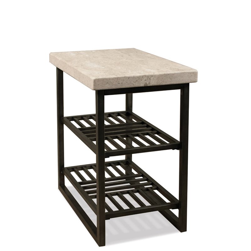 Bowery Hill End Table Coffee Accent Table Rectangle in Stone - Stone